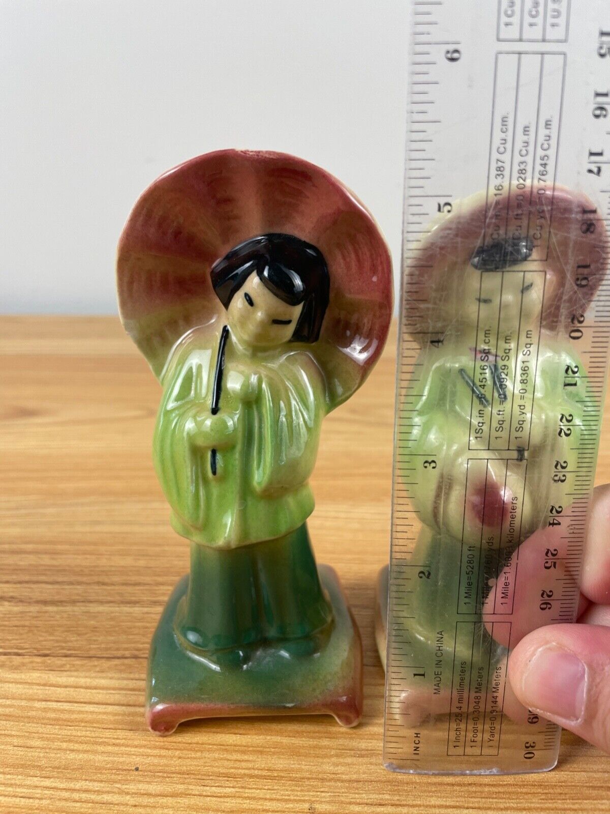 Vintage Shawnee Art Pottery #701 Asian Geisha Girl & Coolie Boy Figure Set
