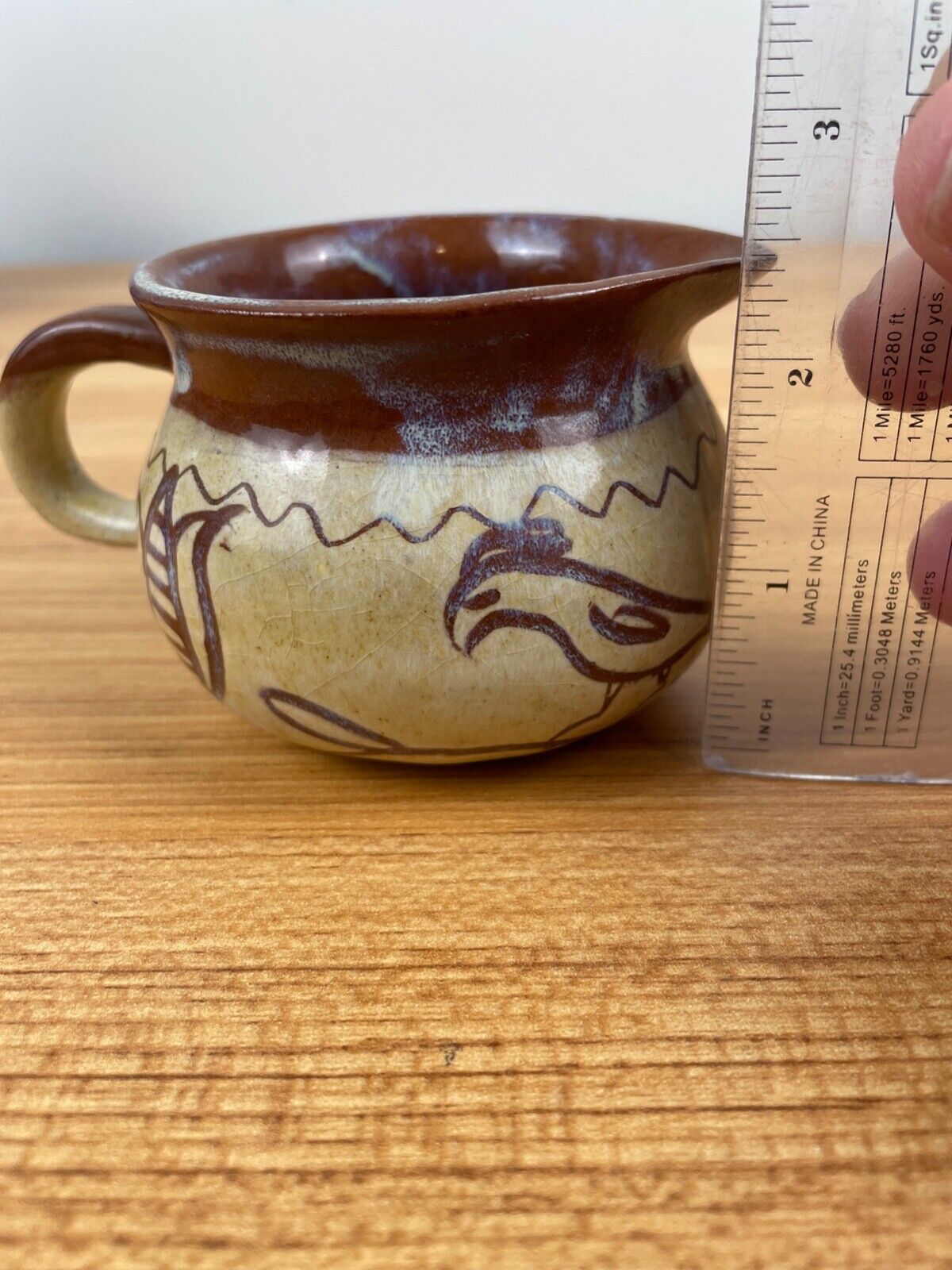VINTAGE BROWN MARY GRABILL GRAYLOR PRIMITIVE ART POTTERY CREAMER / PITCHER