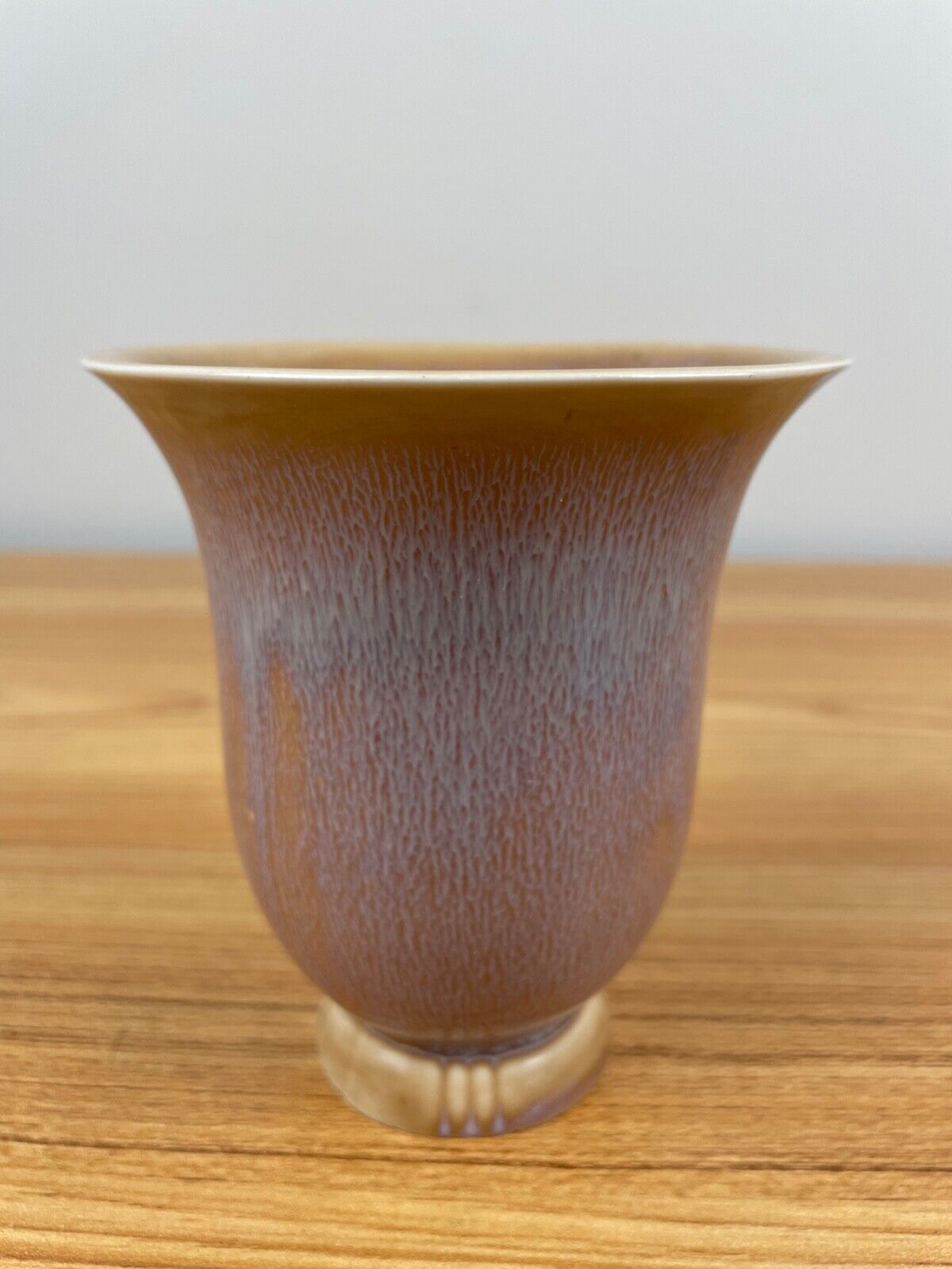 General Ceramics Carillon Art Decobell shape vase flambe' glaze, tan color