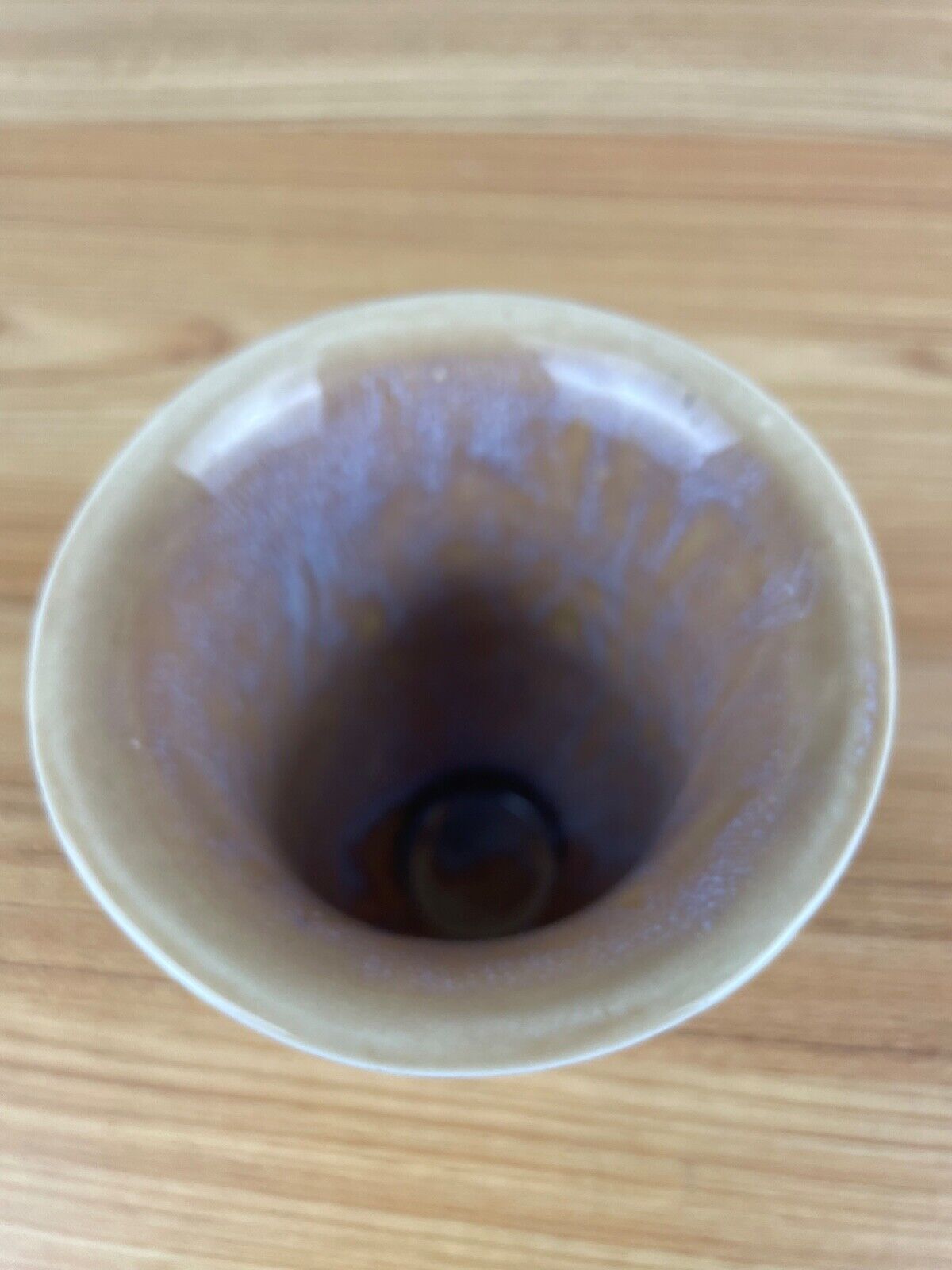 General Ceramics Carillon Art Decobell shape vase flambe' glaze, tan color