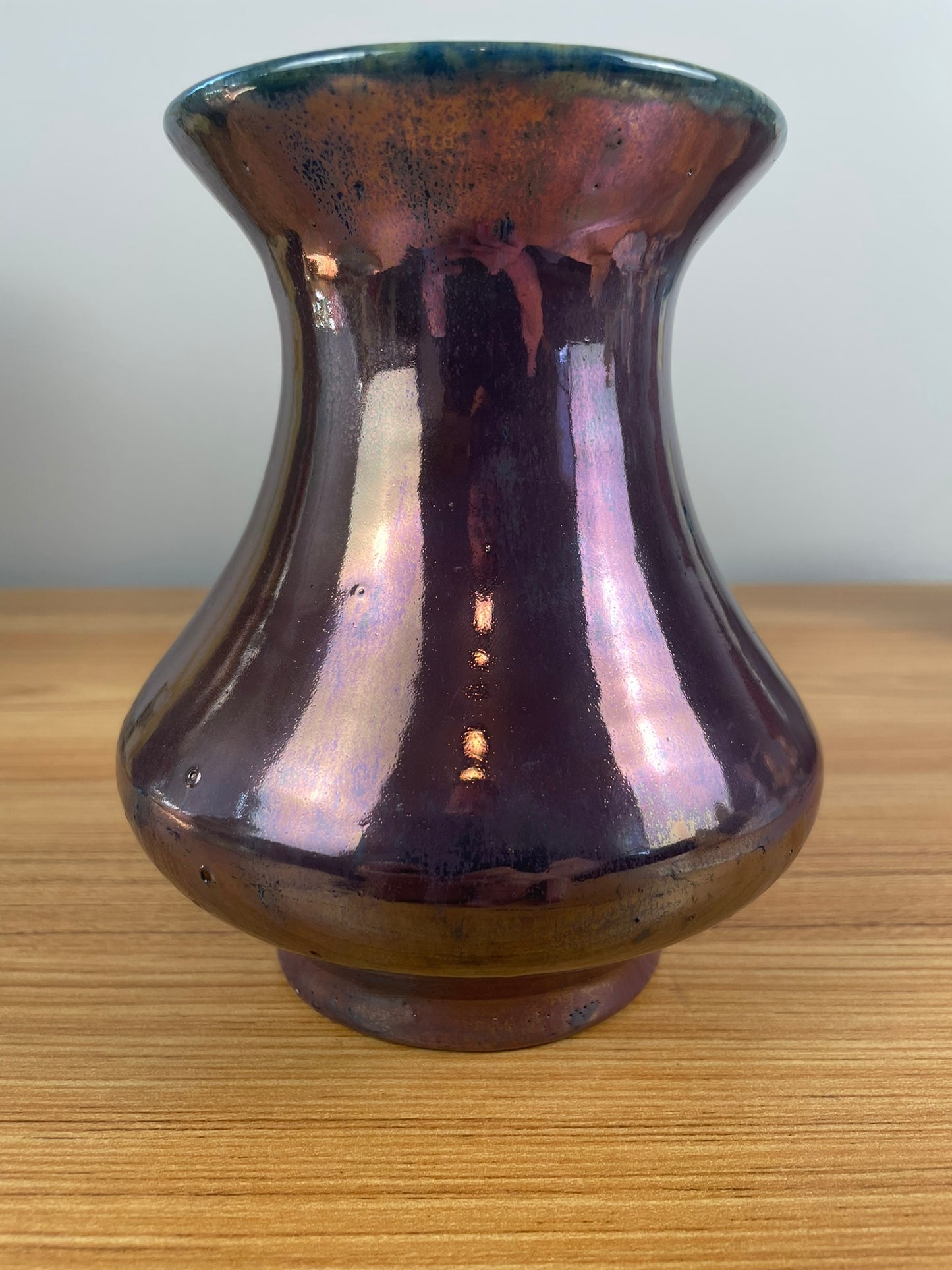 Pewabic Pottery 1920s Purple Iridescent Glaze Flared Rim Vase