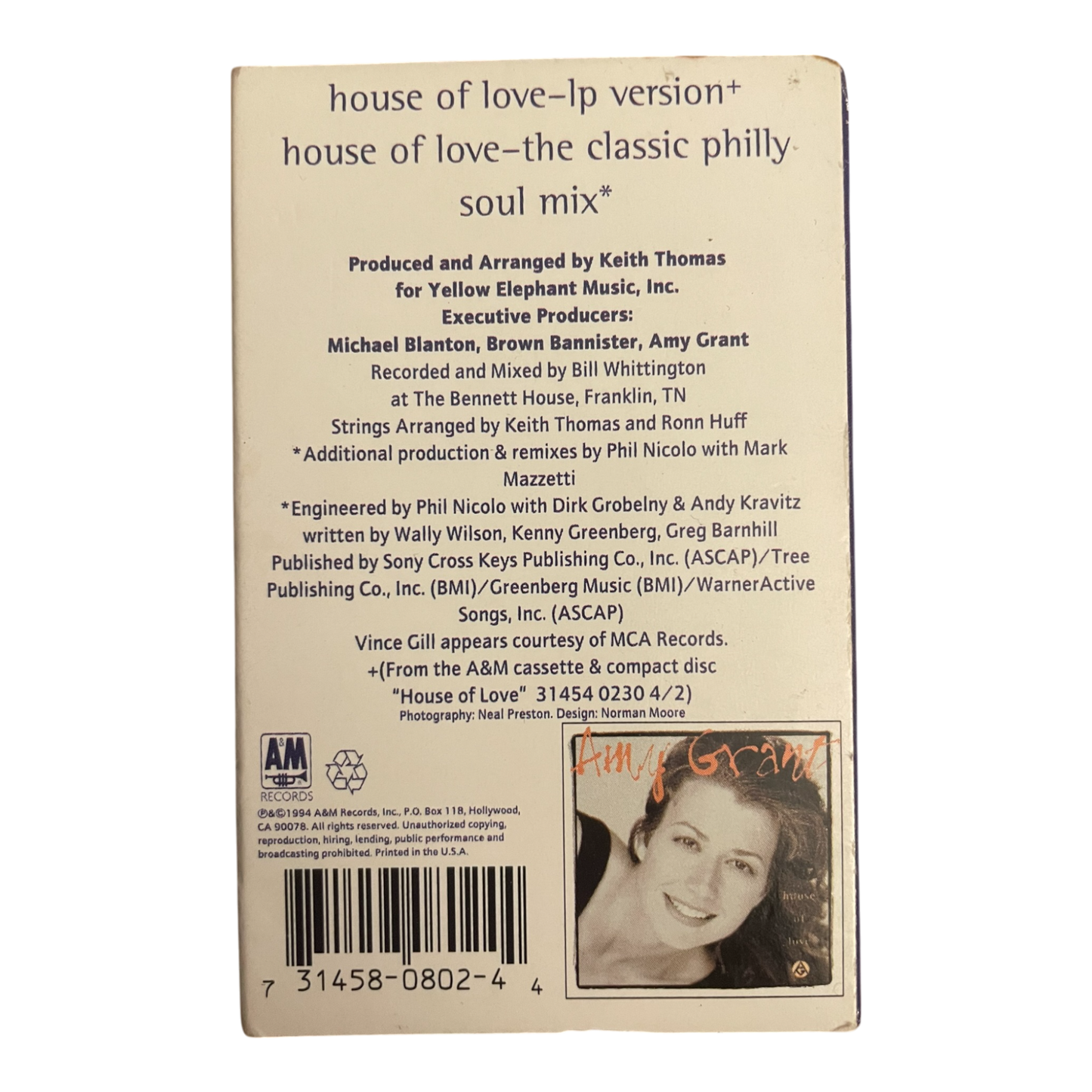 Amy Grant Vince Gill House of Love (Cassette) Single