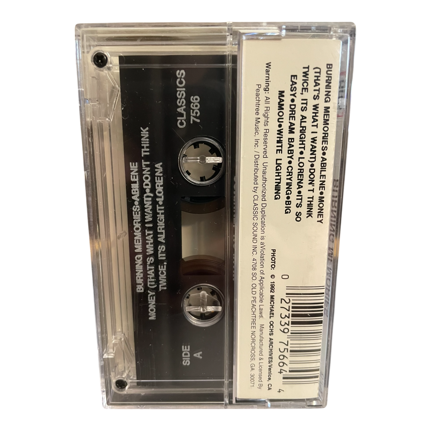 Waylon Jennings Burning Memories (Cassette) 10 Songs 1992