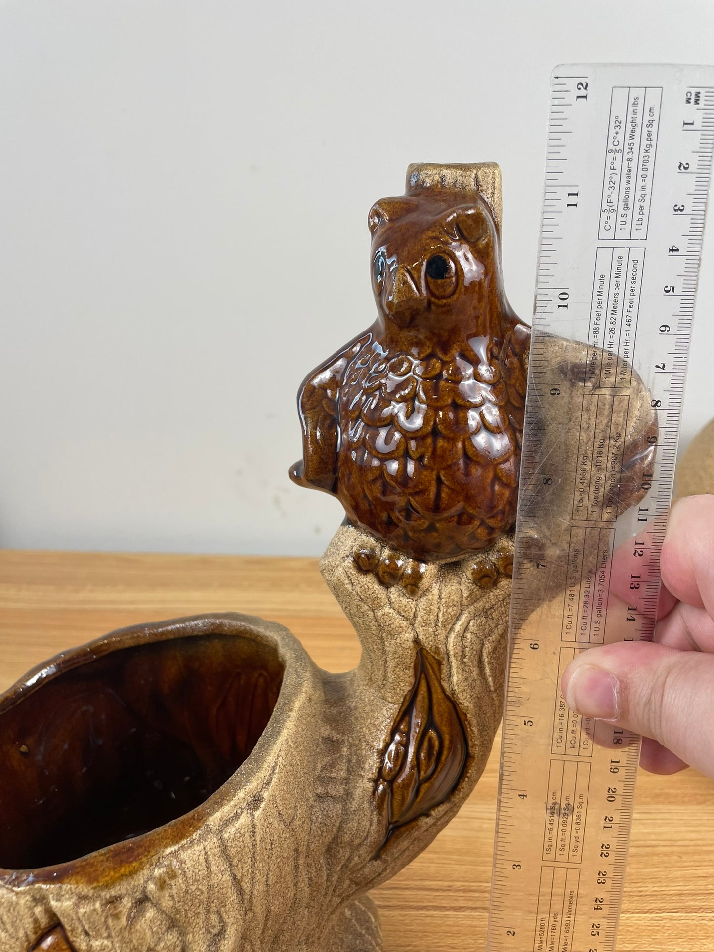 Vintage Royal Haeger Pottery, Sand Glaze, Owl On Stump Planter. Sassy Owl. NICE