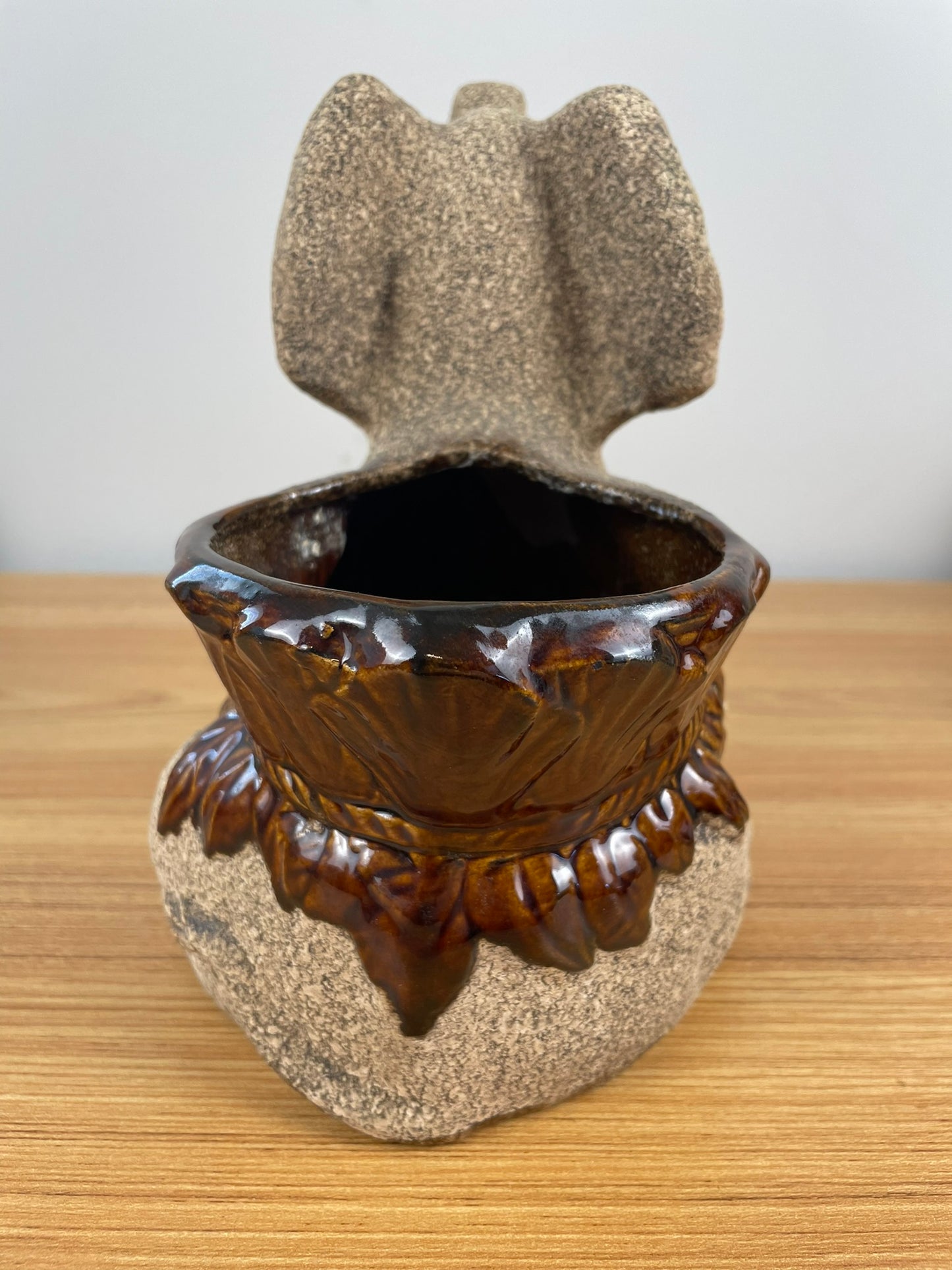 Royal Haeger Pottery Lucky BABY ELEPHANT PLANTER Sand & Brown Glaze 9"" USA