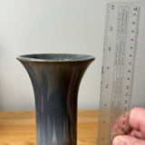 Cliftwood Illinois Art Pottery Purple Blue Glaze Large 9.5" Trumpet Vase