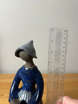 Elsi Bourelius Jie Verkstad Sweden MCM Bud Vase Figurine Blue Ceramic Woman
