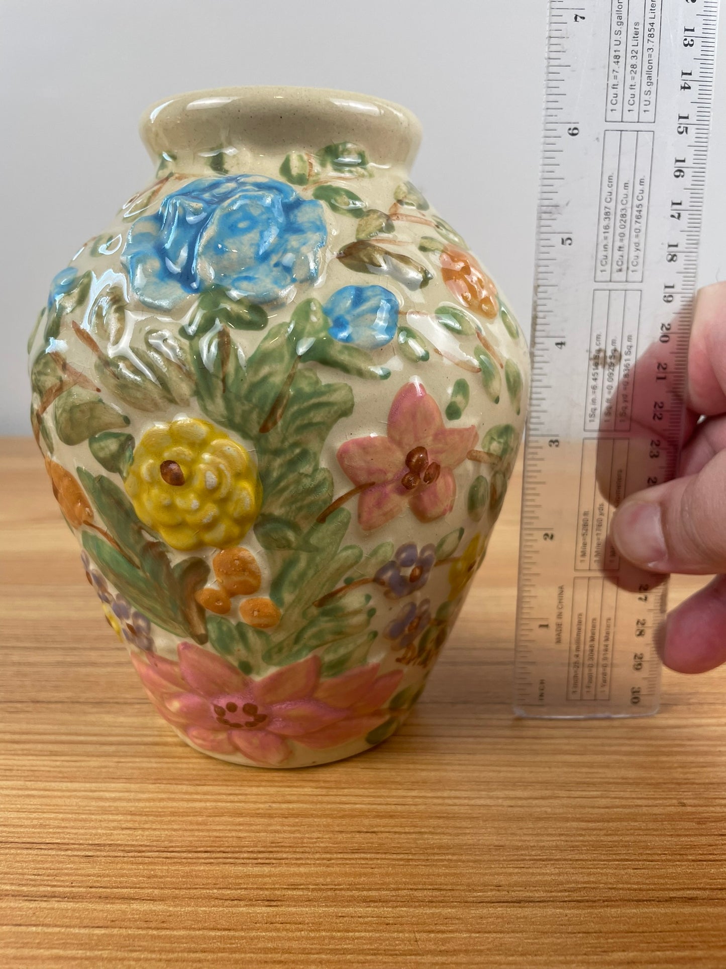 Dorothy Archer Rare Signed Robinson Ransbottom Lucia Oil Jar Floral Vase 6"