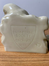 Rookwood 1955 Art Pottery Glossy Tan Engineering Society Raven Bookends #2275