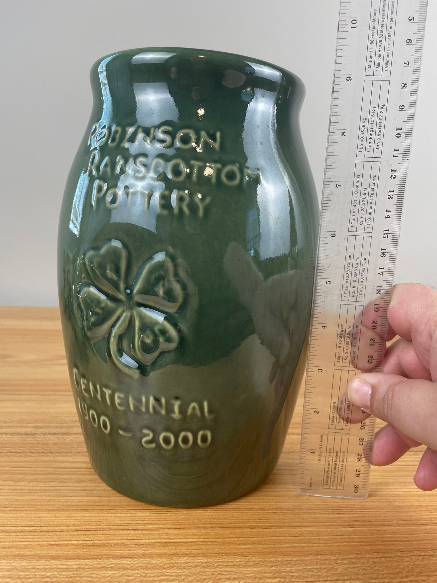 Vintage RRP Robinson Ransbottom Pottery Green Centennial Vase 1900-2000