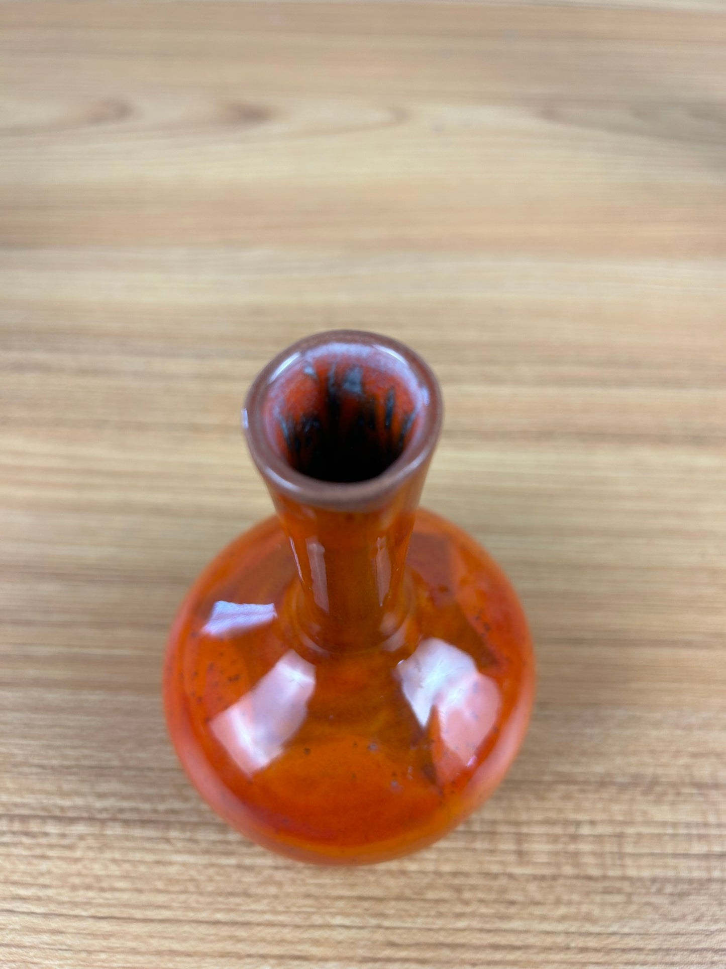 Polia Pillin Mid Century Orange Drip Glaze Bulbous Bud Vase