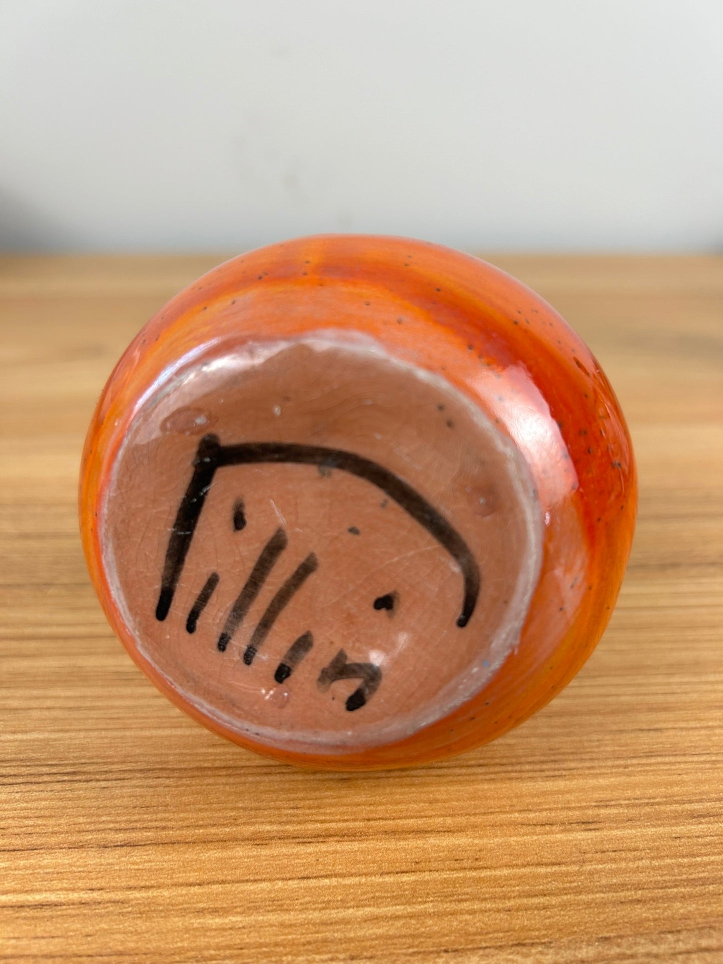 Polia Pillin Mid Century Orange Drip Glaze Bulbous Bud Vase