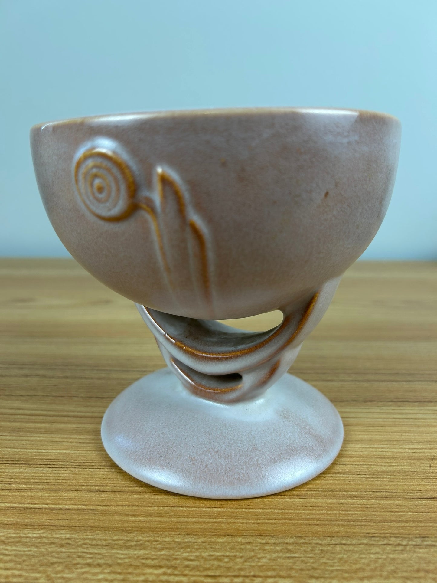 ROSEVILLE POTTERY-MODERNE #295 IVORY-ART DECO FOOTED COMPOTE