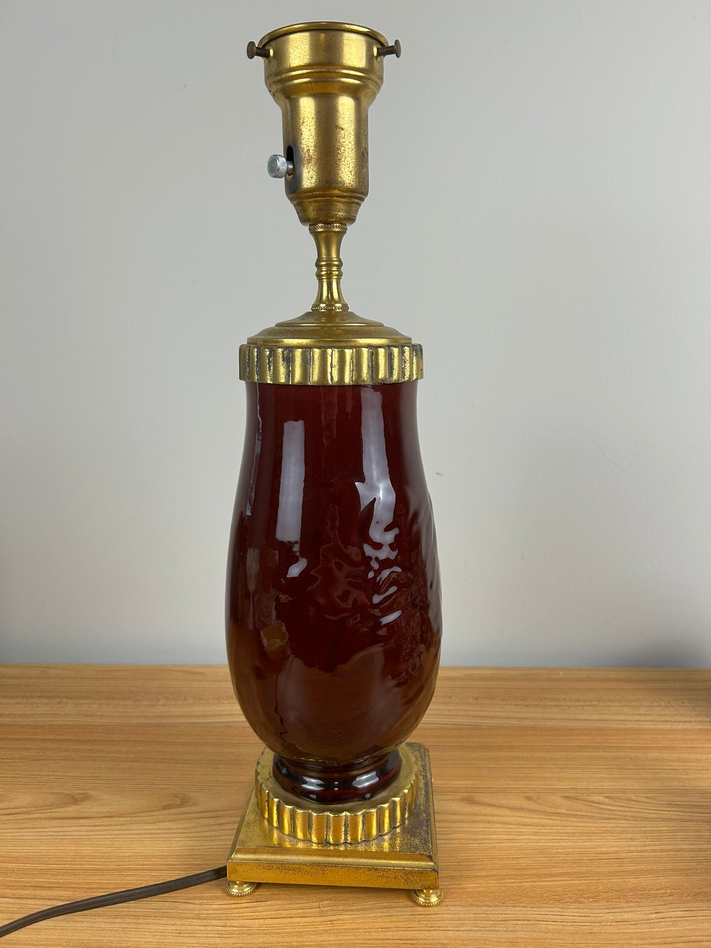 Rookwood Pottery 1947 Shape 6890 Oxblood Red Factory Lamp Floral Design