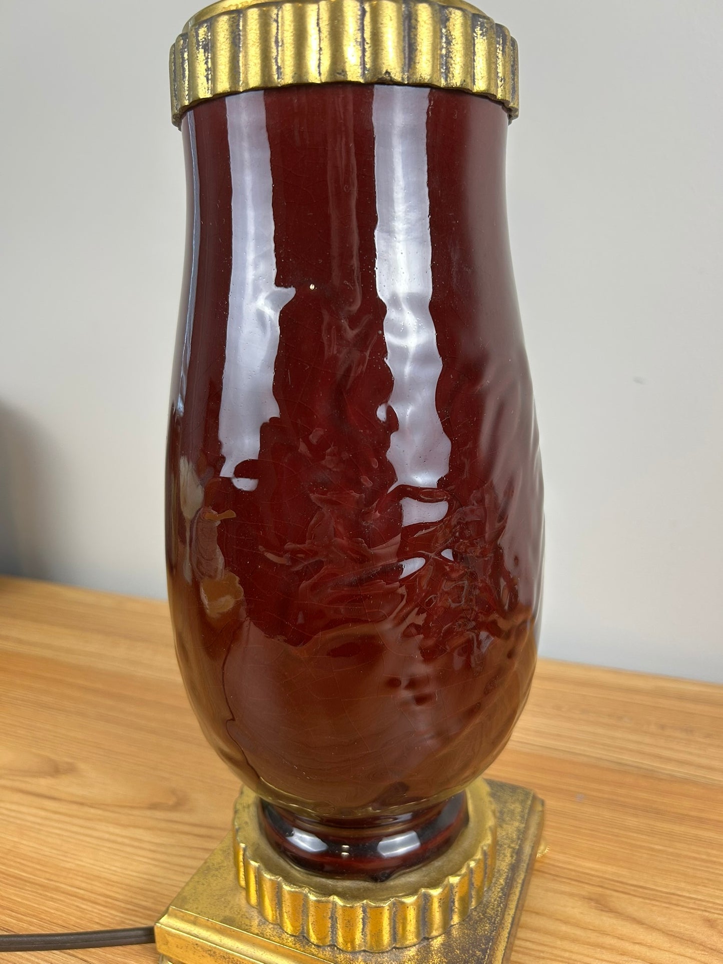 Rookwood Pottery 1947 Shape 6890 Oxblood Red Factory Lamp Floral Design