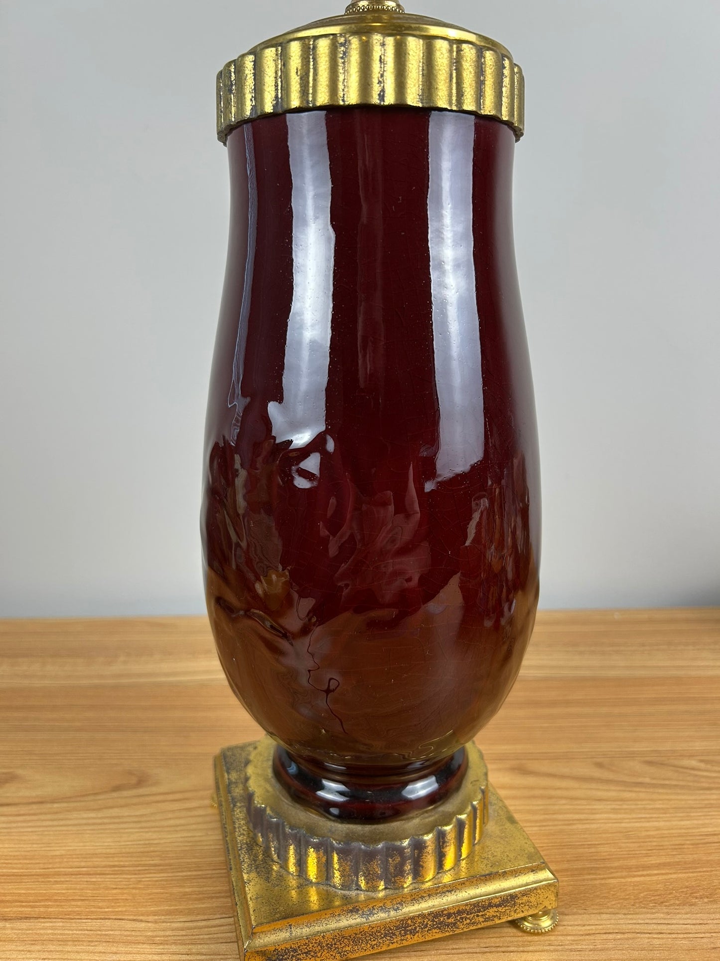 Rookwood Pottery 1947 Shape 6890 Oxblood Red Factory Lamp Floral Design