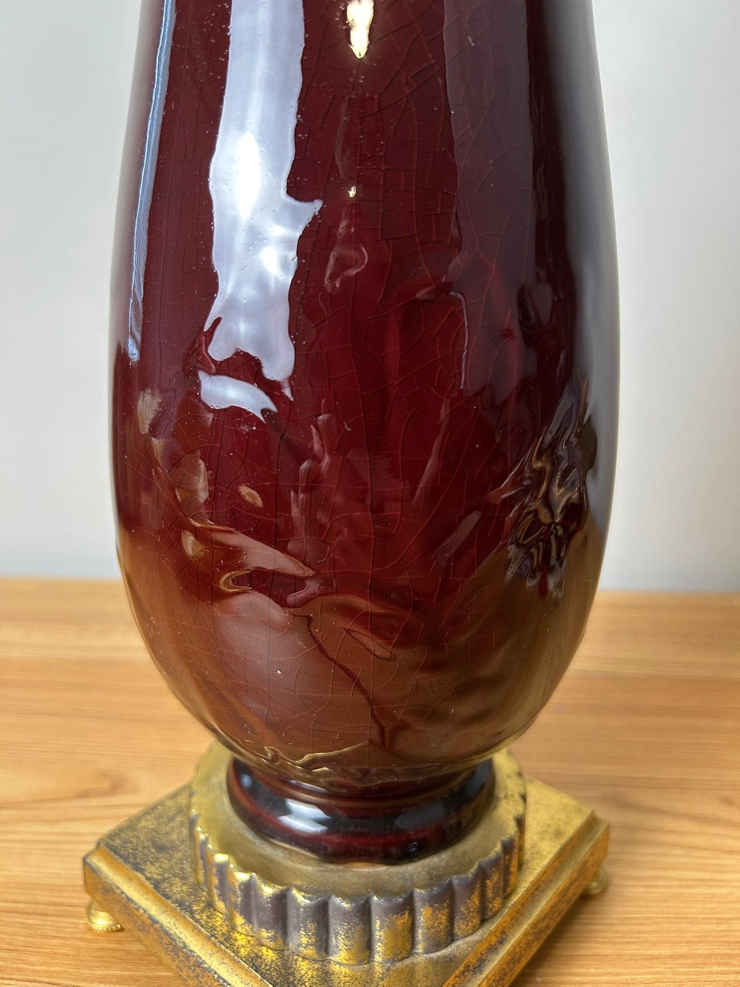 Rookwood Pottery 1947 Shape 6890 Oxblood Red Factory Lamp Floral Design