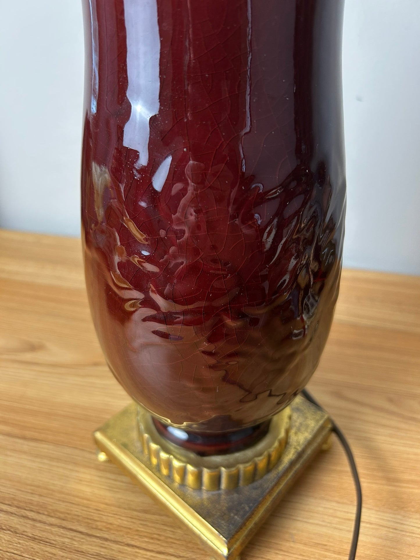 Rookwood Pottery 1947 Shape 6890 Oxblood Red Factory Lamp Floral Design