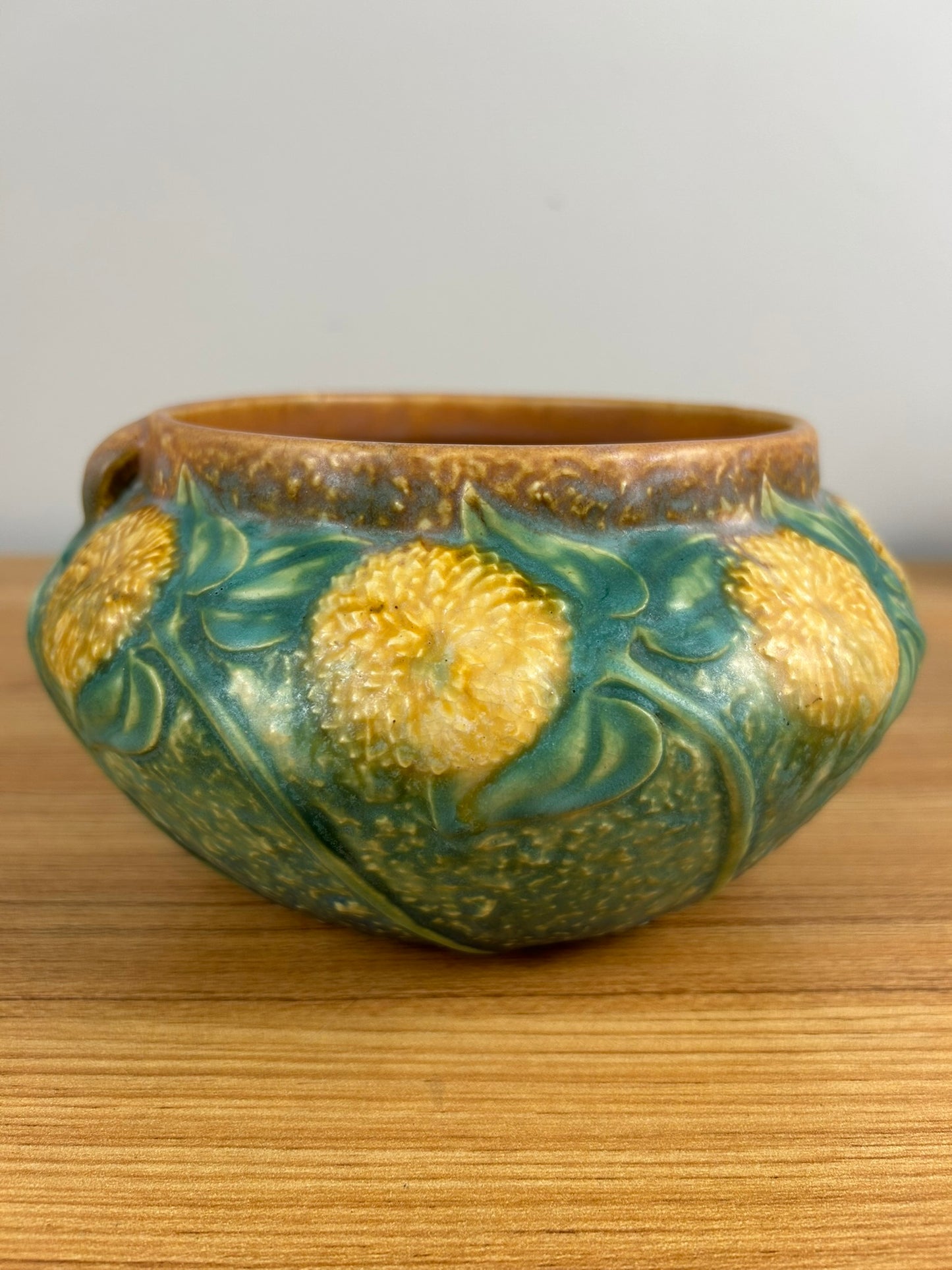 Roseville Sunflower 1930 Vintage Arts And Crafts Pottery Ceramic Bowl 208-5