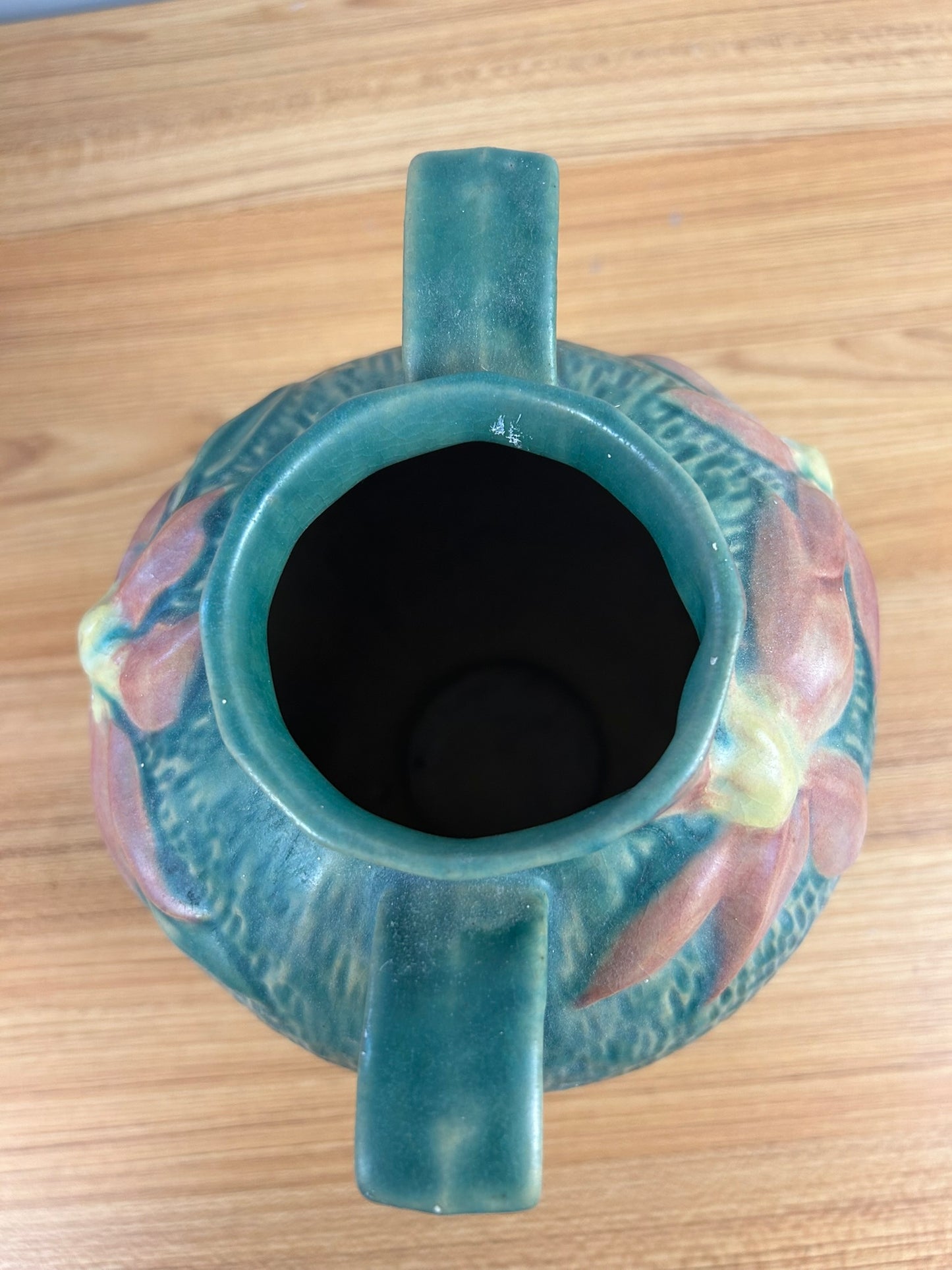 Roseville USA Art Pottery 107-8" Clematis Vase 2 Handled Bulbous Vase