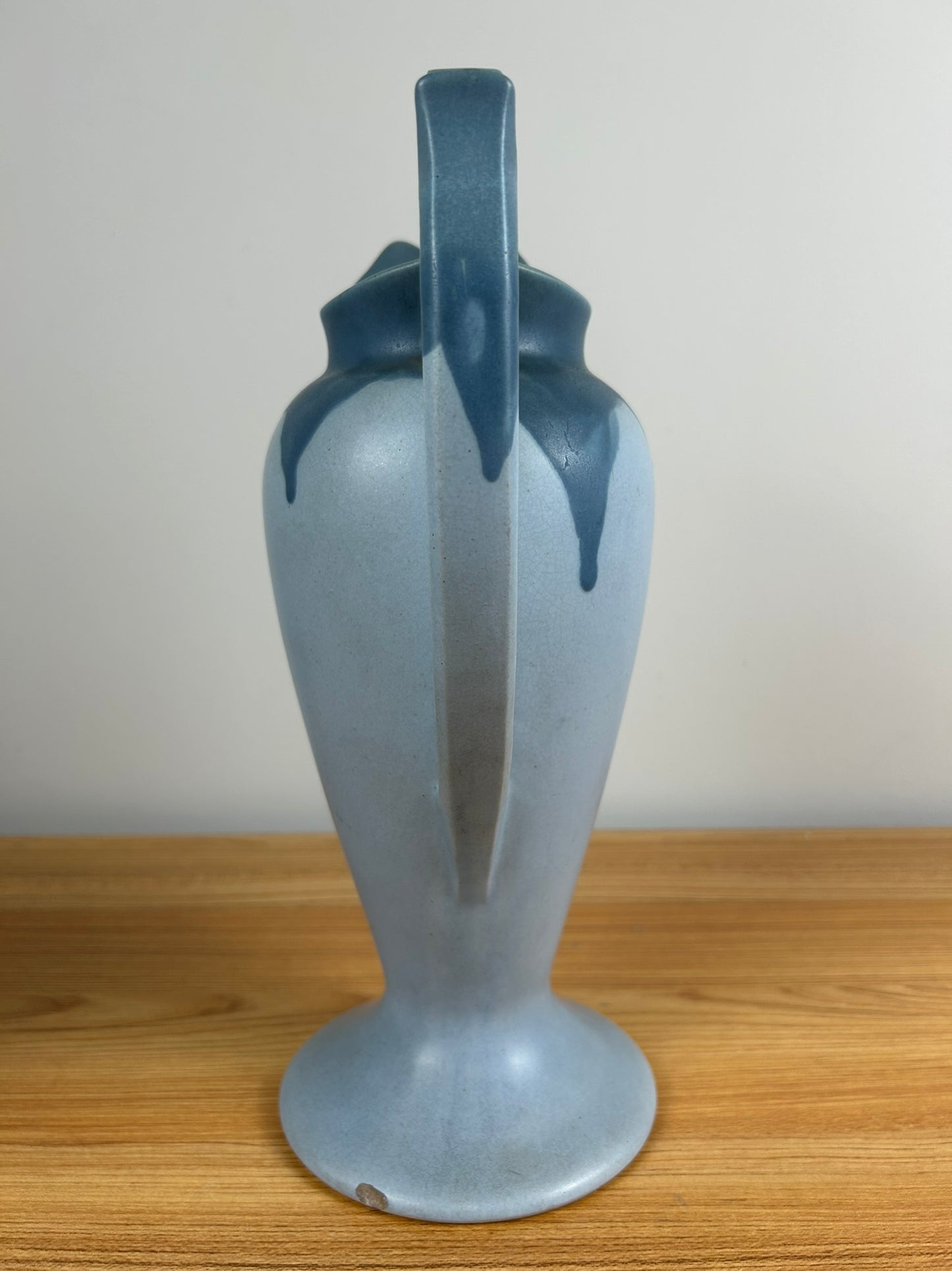 Antique Roseville Carnelian I Pitcher Ewer 1313 Blue Drip Glaze 13”