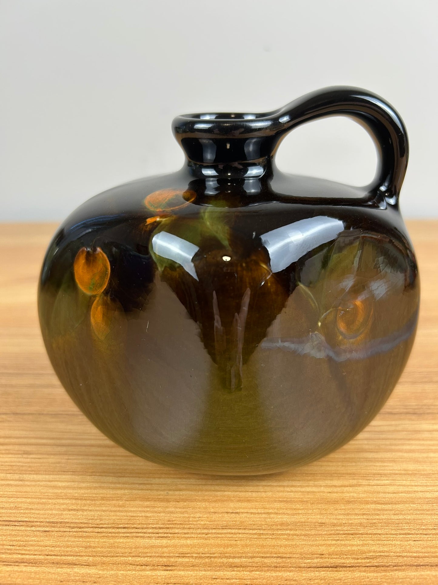 Weller Louwelsa Art Pottery Standard Glaze Handled Jug Hand Painted Cherries