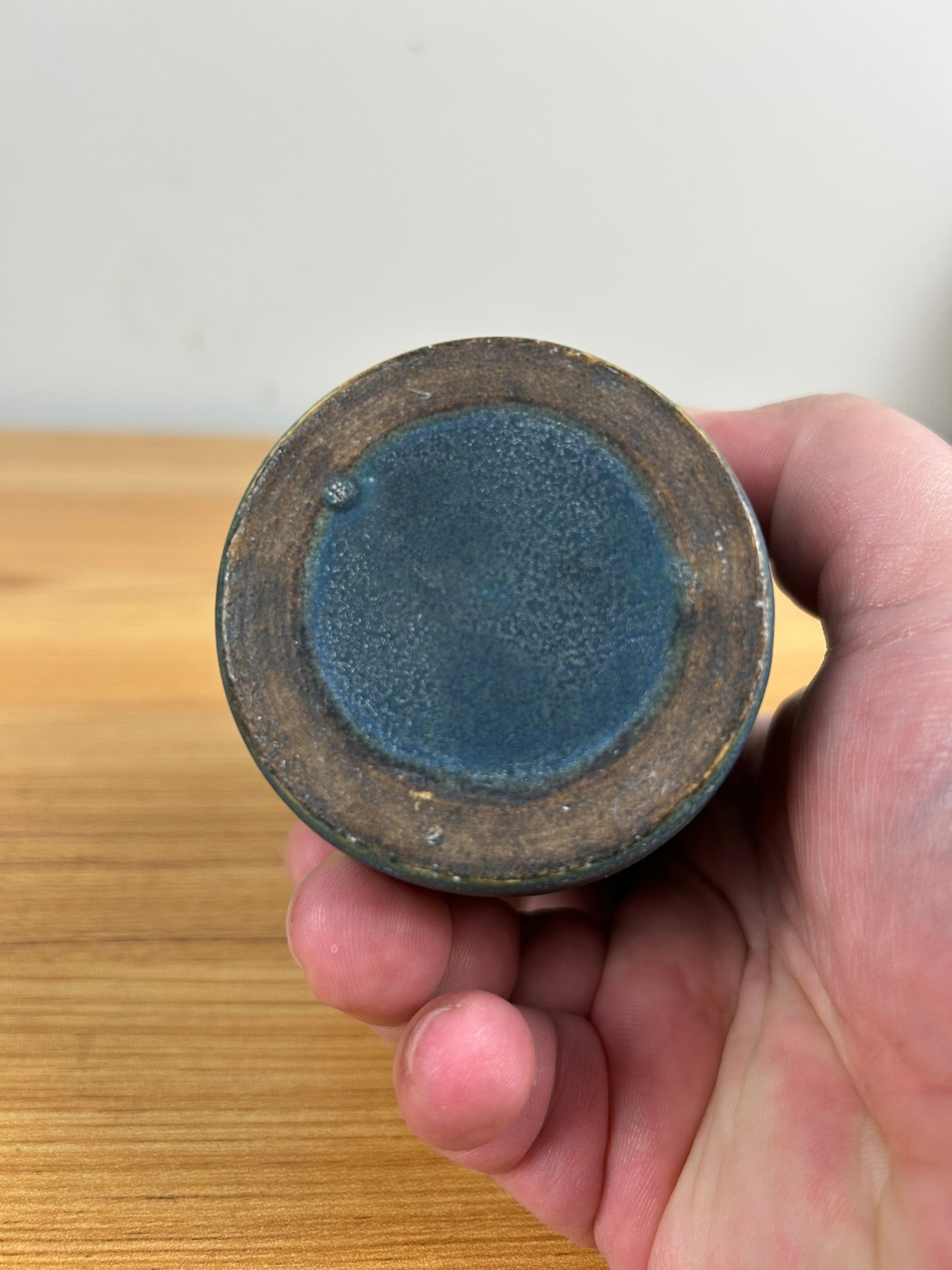 Attributed To Marblehead Trial Piece Or School Of Marblehead Blue Cabinet Vase.