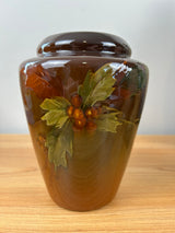 Weller Louwesla 1900s Standard Glaze Art Pottery Holly & Berry 7" Vase