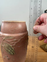 Roseville Cremona 1927 Art Pottery Pink Green Floral Matte Glaze Vase #355-8