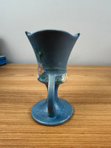 Roseville Cosmos Art Pottery Blue Double Handled Vase #945-5"