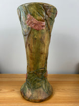 Vintage Weller Pottery Flemish Rhododendron Floor Vase /Tan/Green 16” Excellent