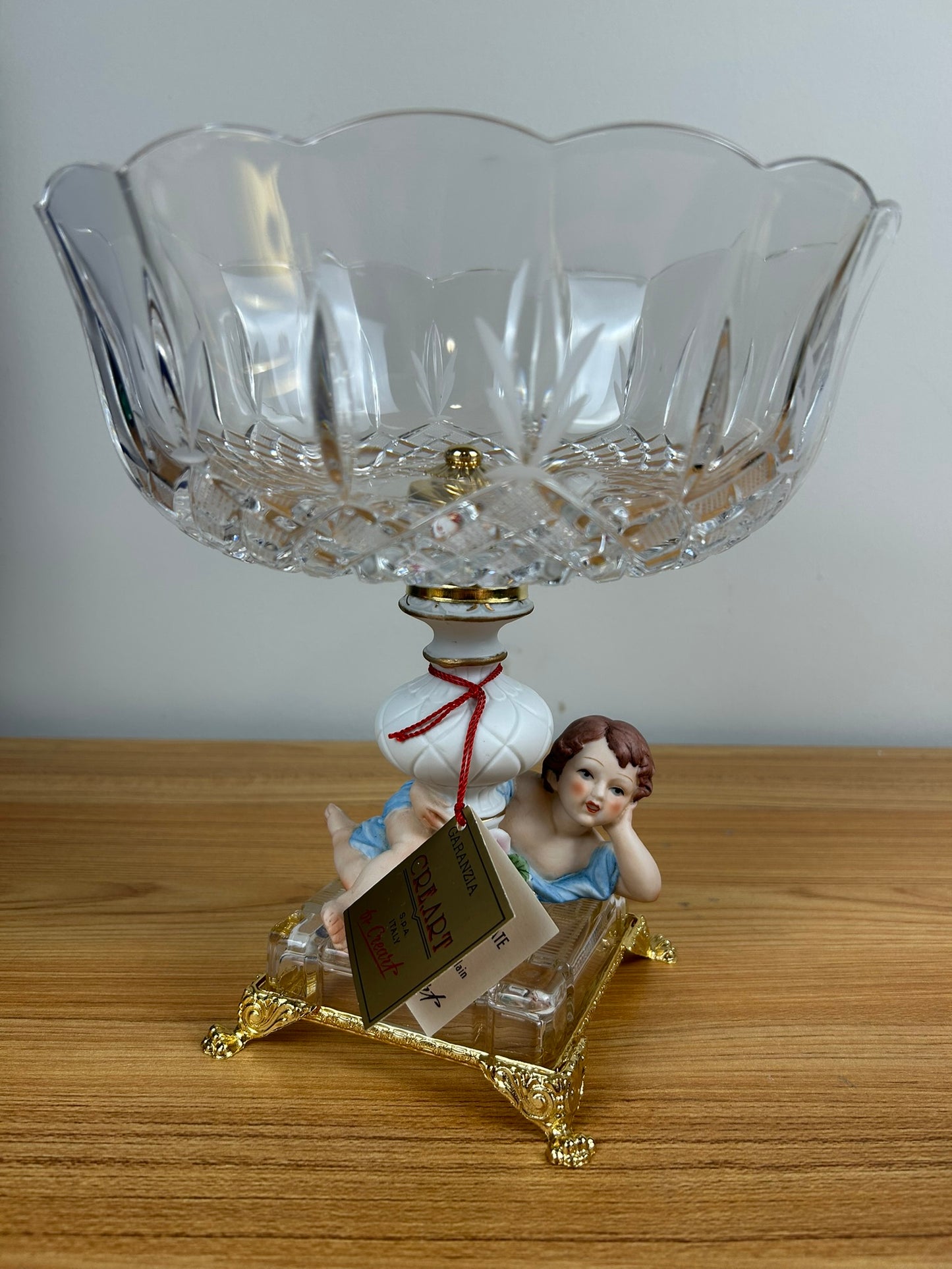 Garanzia CRE ART Italian Crystal Capodimonte Porcelain Compote New With Tag