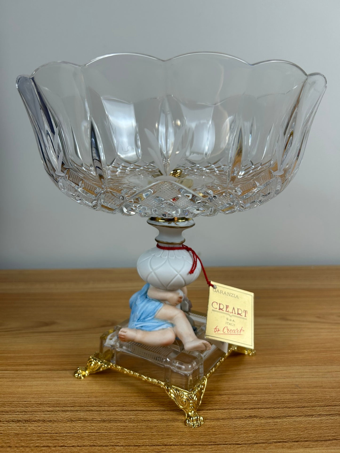 Garanzia CRE ART Italian Crystal Capodimonte Porcelain Compote New With Tag