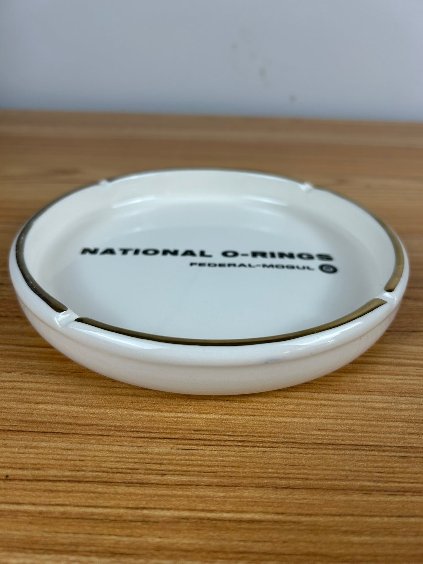 National O-Rings Federal Moguls Ceramic Advertising Ashtray