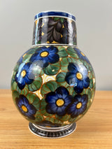 Royal Copenhagen Danish Aluminia Faience Vase with Hand-Painted Flowers #838/414