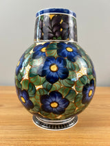 Royal Copenhagen Danish Aluminia Faience Vase with Hand-Painted Flowers #838/414
