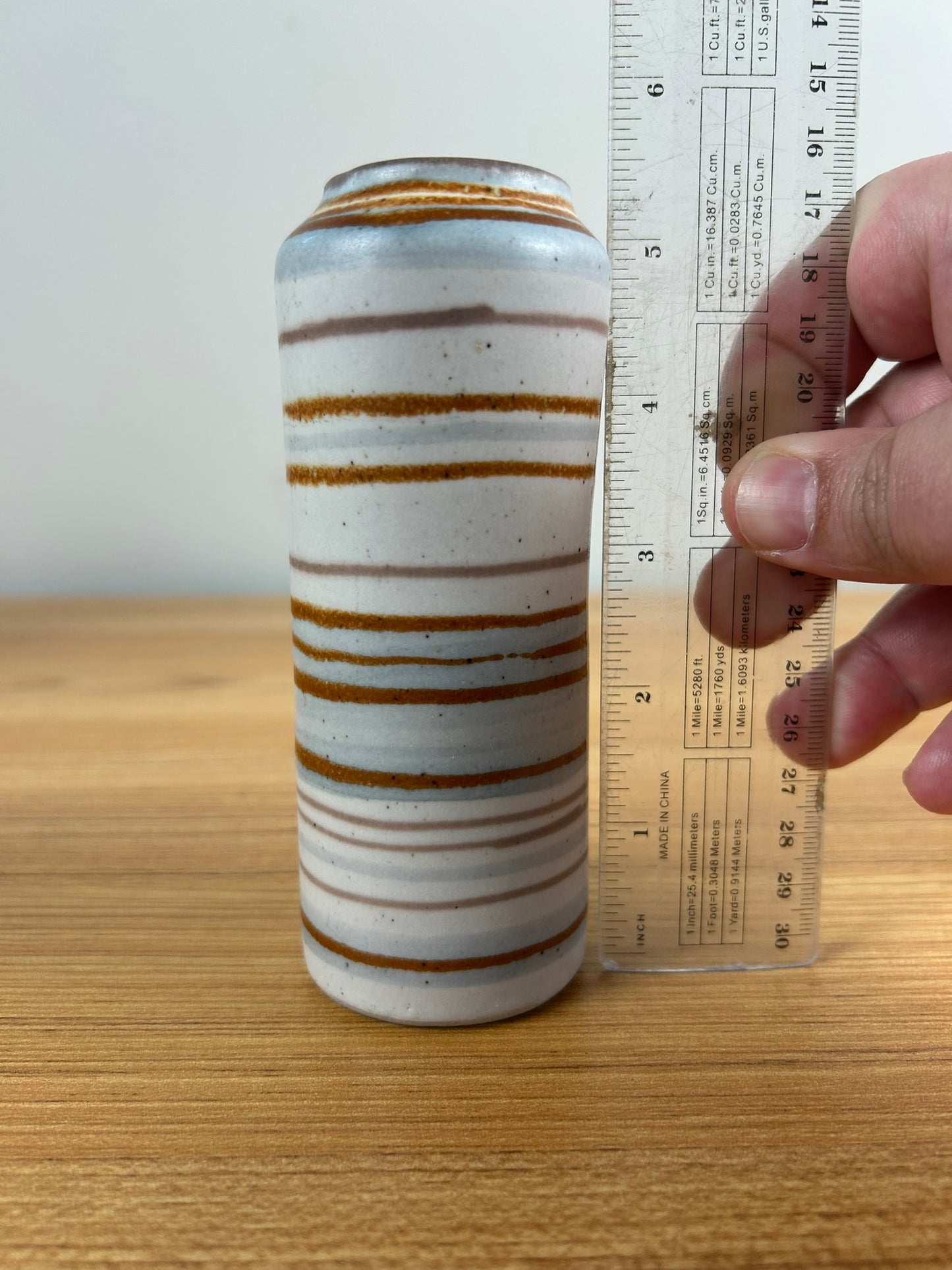 Glidden Pottery Fong Chow Vase Vintage Sandstone Artware Stripes 5.5" Tall