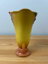 Roseville Pottery Mid Century Art Pottery Mock Orange Yellow Vase 980-6