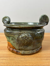 John Glick Studio Art Pottery Brown Mid Century Handled Bowl Jardiniere