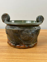 John Glick Studio Art Pottery Brown Mid Century Handled Bowl Jardiniere