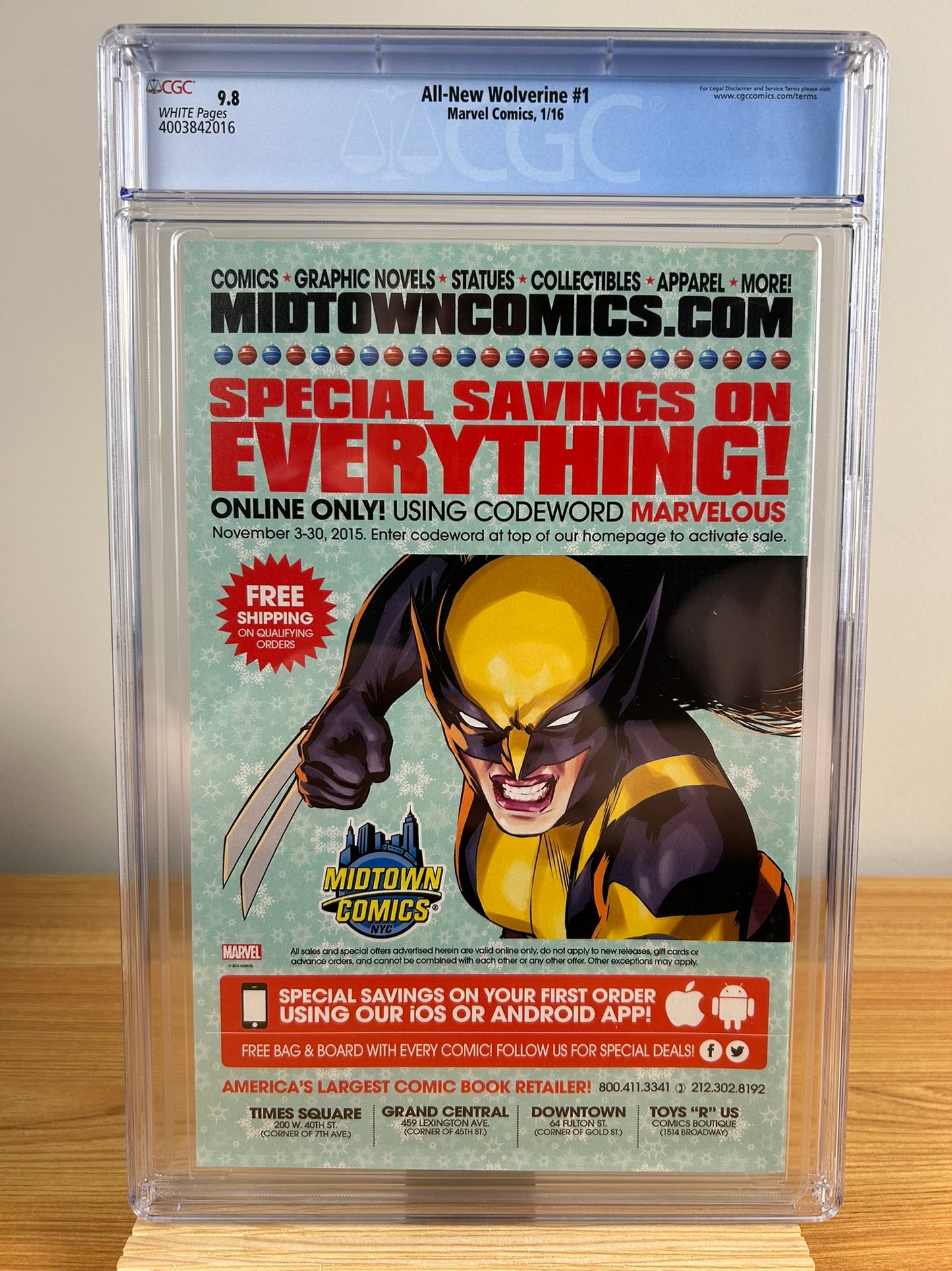 Marvel Comics All-New Wolverine #1 CGC 9.8 1st Laura Kinney As The New Wolverine