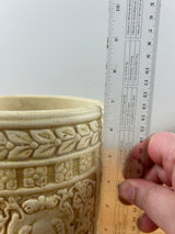 Weller Clinton Ivory Art Nouveau White Brown Art Pottery Planter Vase