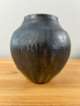 Marvin Bailey South Carolina Art Pottery Black Drip Glaze Bulbous Vase