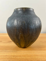 Marvin Bailey South Carolina Art Pottery Black Drip Glaze Bulbous Vase