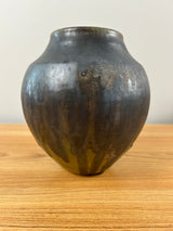Marvin Bailey South Carolina Art Pottery Black Drip Glaze Bulbous Vase