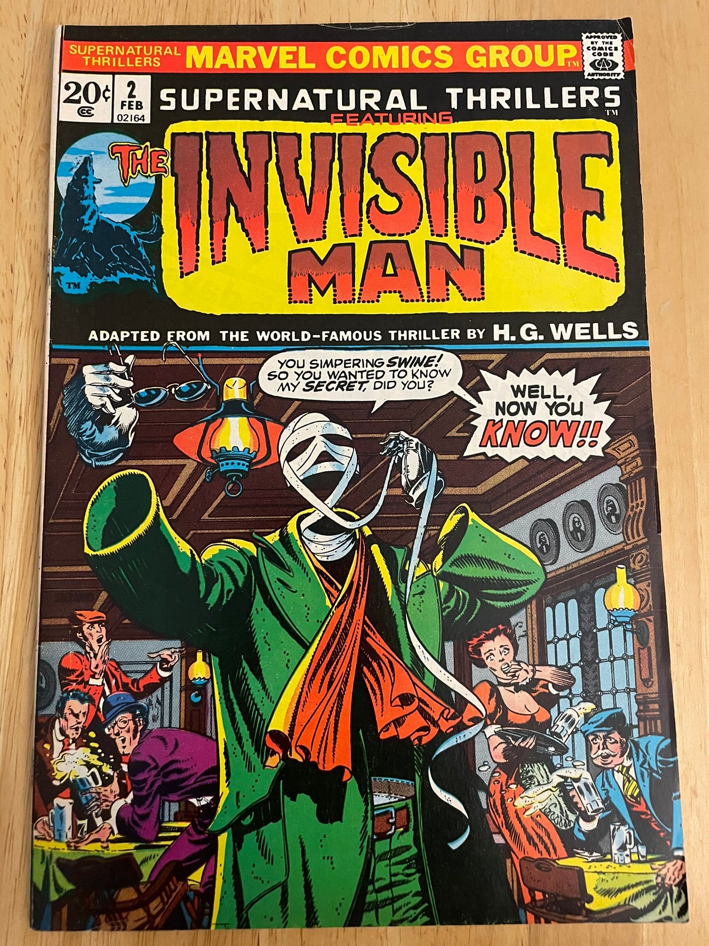 VINTAGE MARVEL COMICS SUPERNATURAL THRILLERS #2 INVISIBLE MAN 1ST APPEARANCE KEY