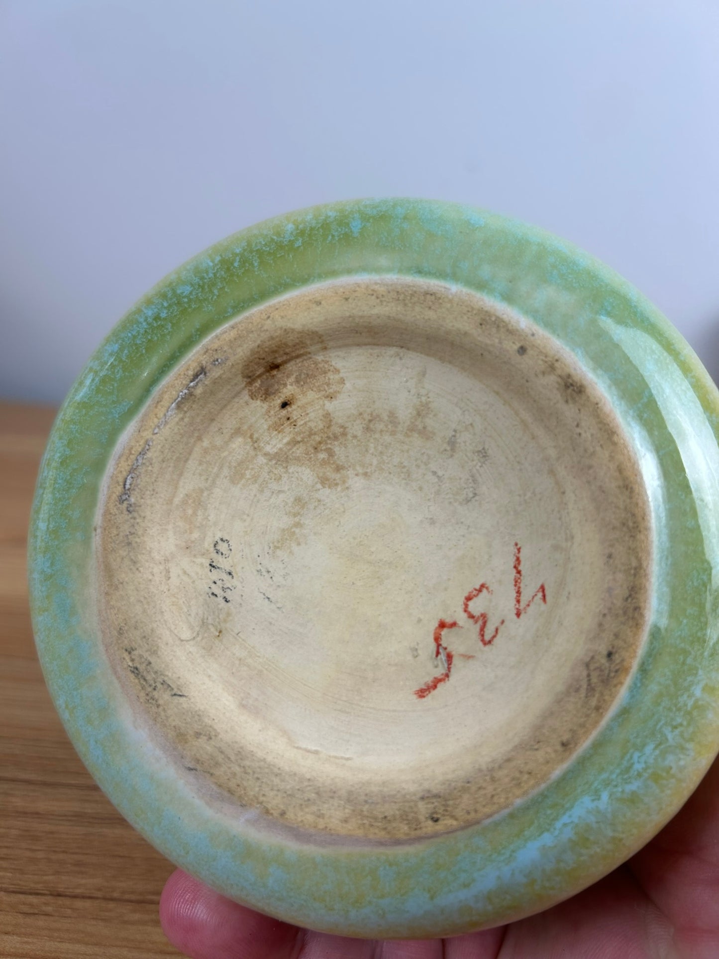Vintage Roseville Orion Yellow Turquoise 1930s Art Deco Pottery Ceramic Vase