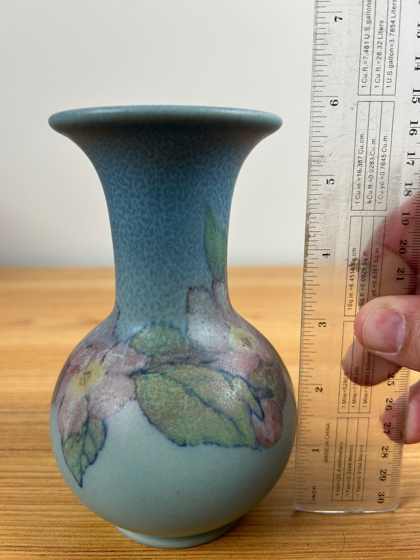 Rookwood Art Pottery 1930 Shape 40 Blue Wax Matte Lenore Asbury Floral Vase