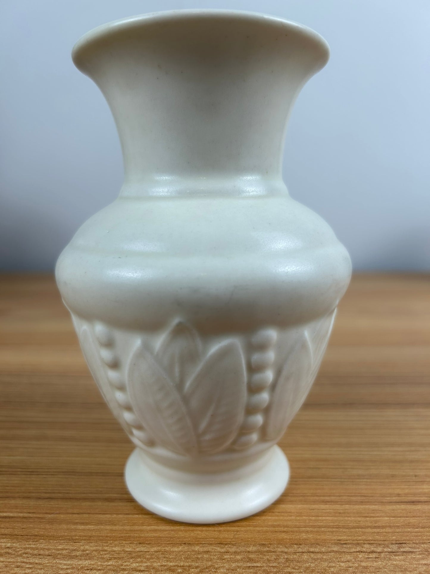 Rookwood Art Pottery 1935 White Vase #6416 Leaf Paneled Art Deco