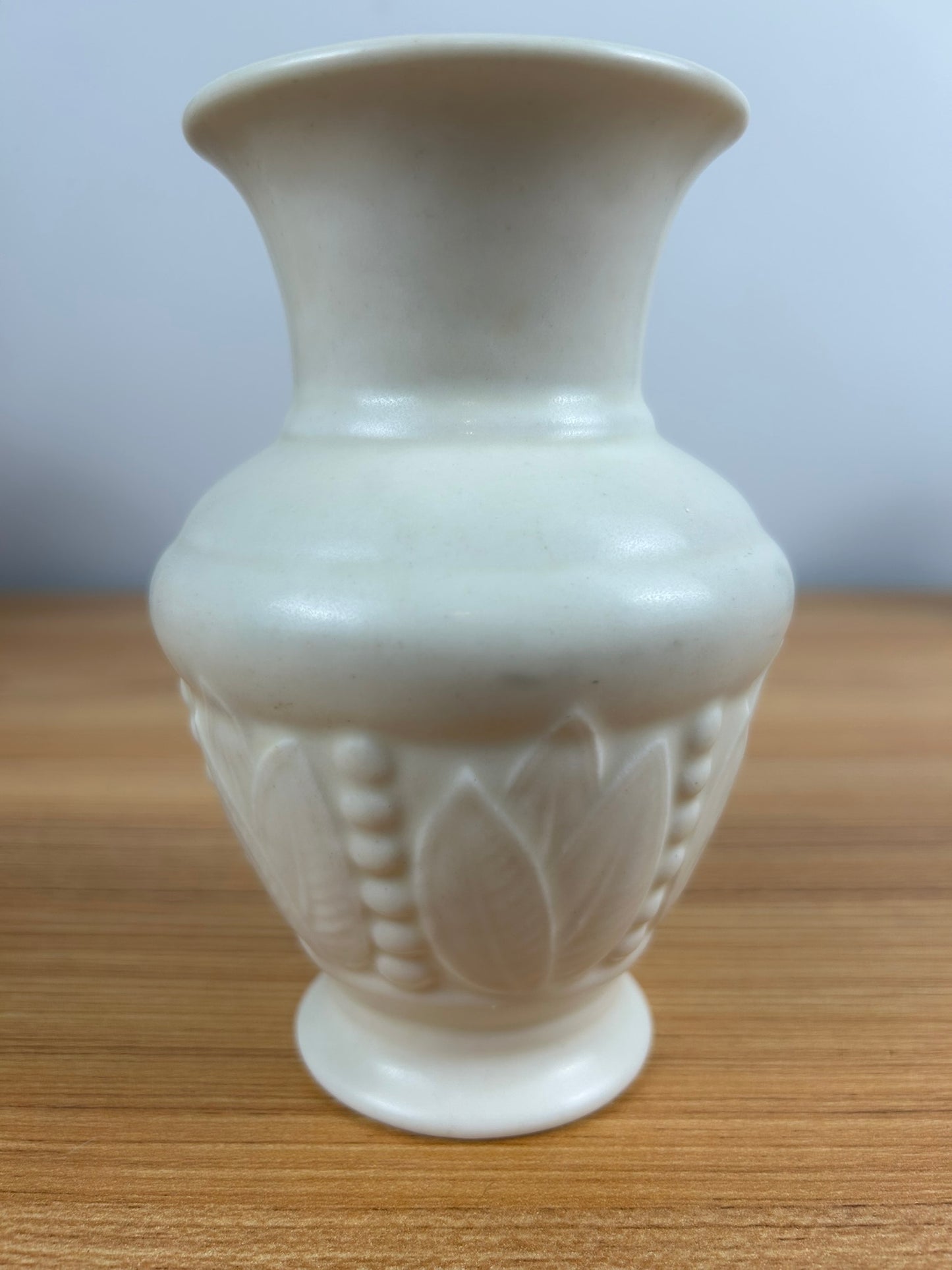 Rookwood Art Pottery 1935 White Vase #6416 Leaf Paneled Art Deco